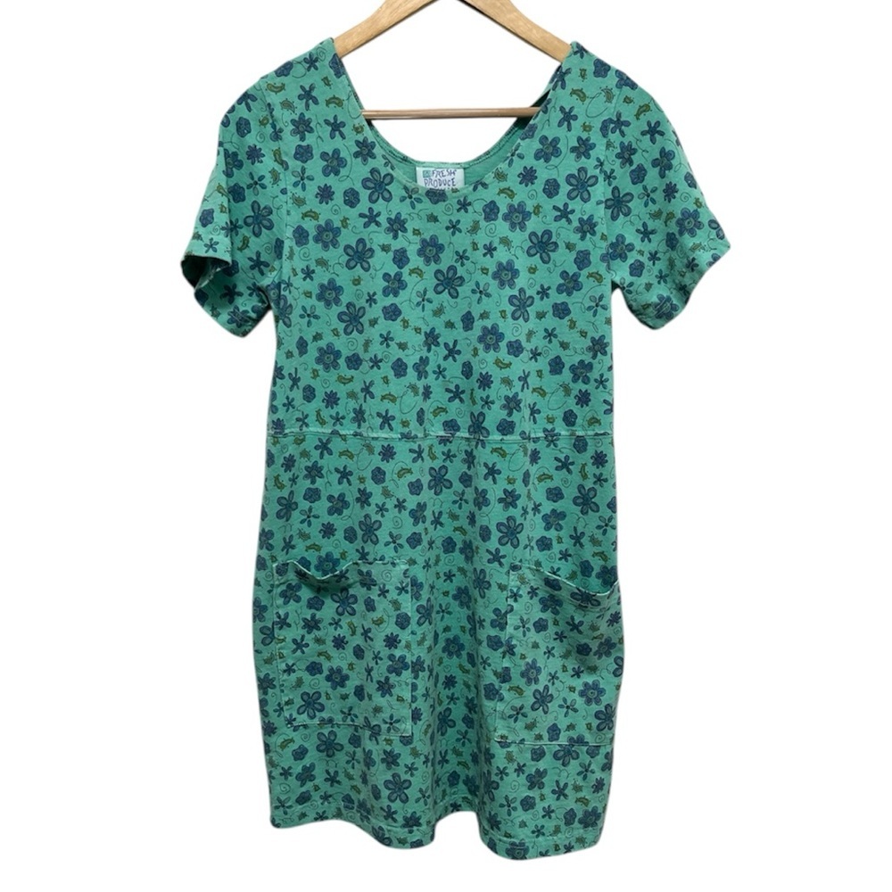 FRESH PRODUCE Vintage 90s Floral Cotton T Shirt Dress Size Small